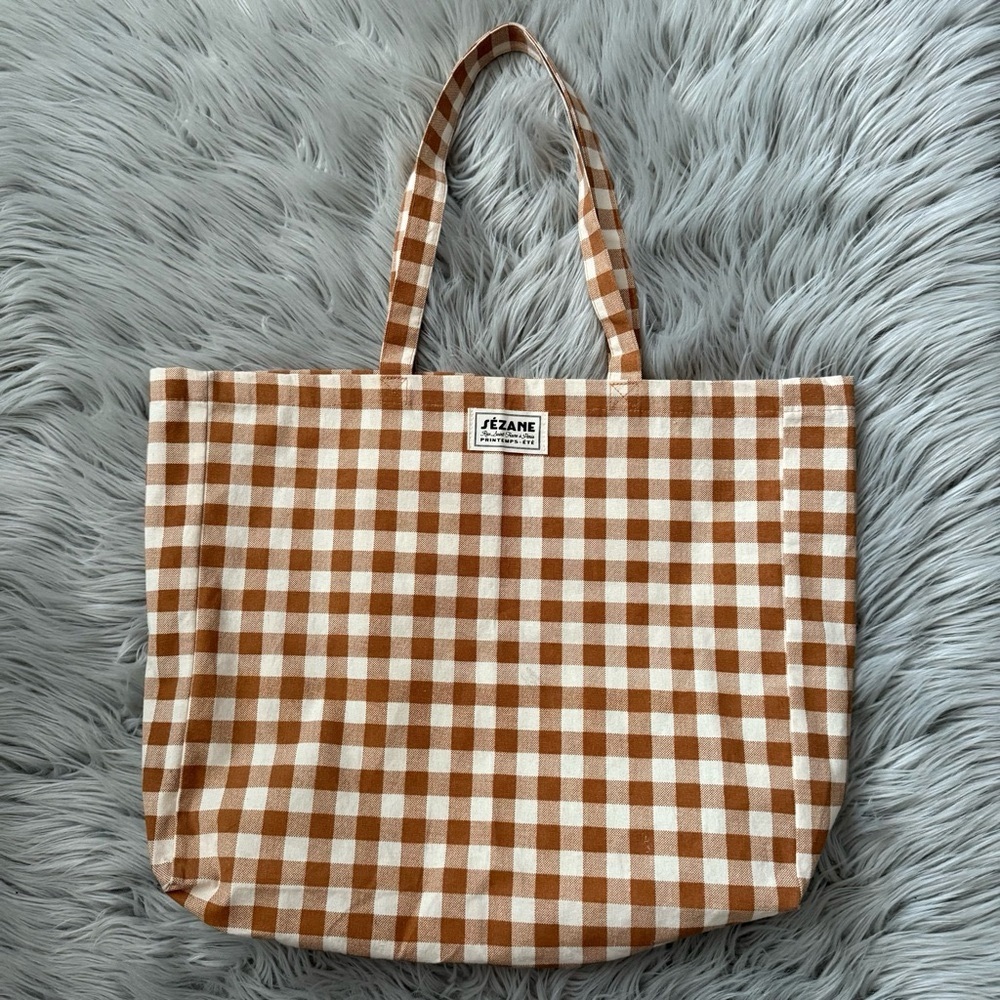 SEZANE Suzanne Gingham Tote - Picture 4 of 8
